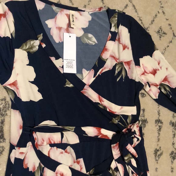 Navy blue floral Maternity dress - Picture 2 of 2